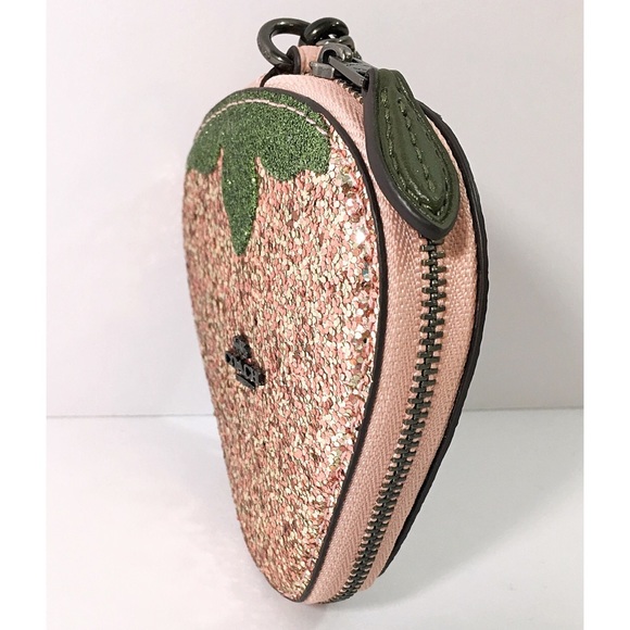 Coach Coin Case Strawberry Wristlet Bag Charm New - Picture 7 of 8